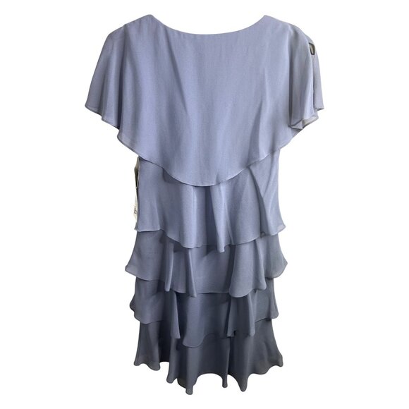 S.L. Fashions Womens Periwinkle Short Sleeve Tiered Chiffon Cocktail Dress Sz 6 - Picture 4 of 14